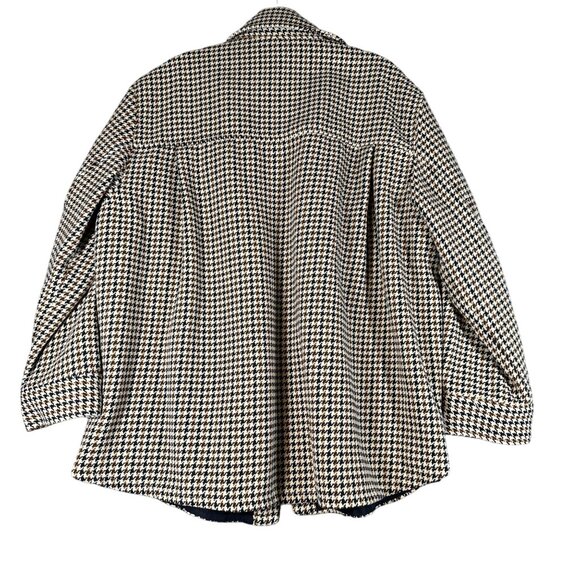 H&M Womens Large Beige Houndstooth Shirt Jacket Shacket Button Front Long Sleeve - Picture 9 of 12